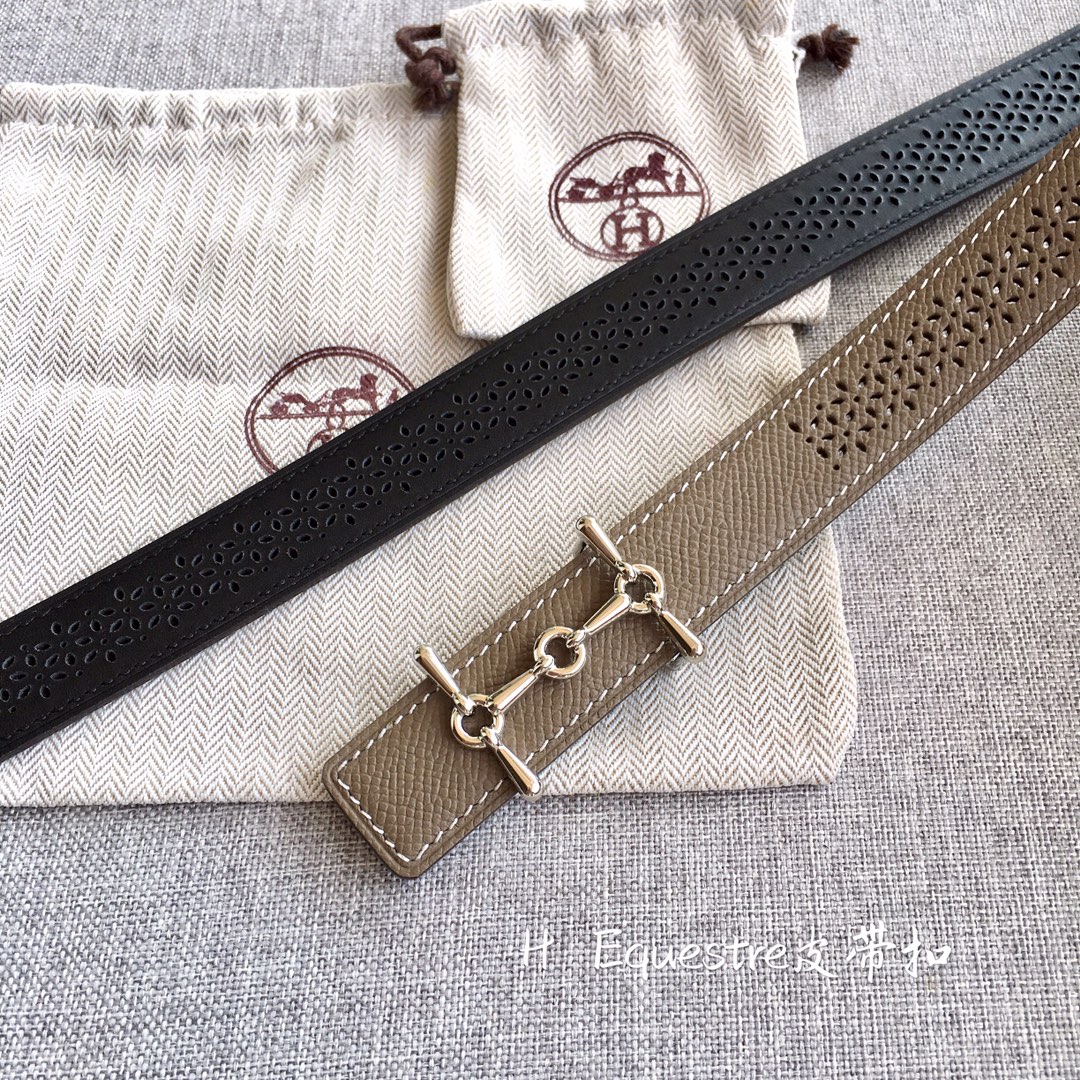 TOP HERMES 2.5cm Reversible Waist Belt - Gray