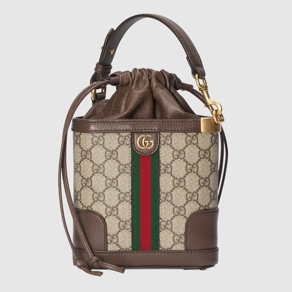 TOP GUCCI G*G Supreme Canvas Ophidia Mini Bucket Bags 18x16x5 cm - Beige & Ebony