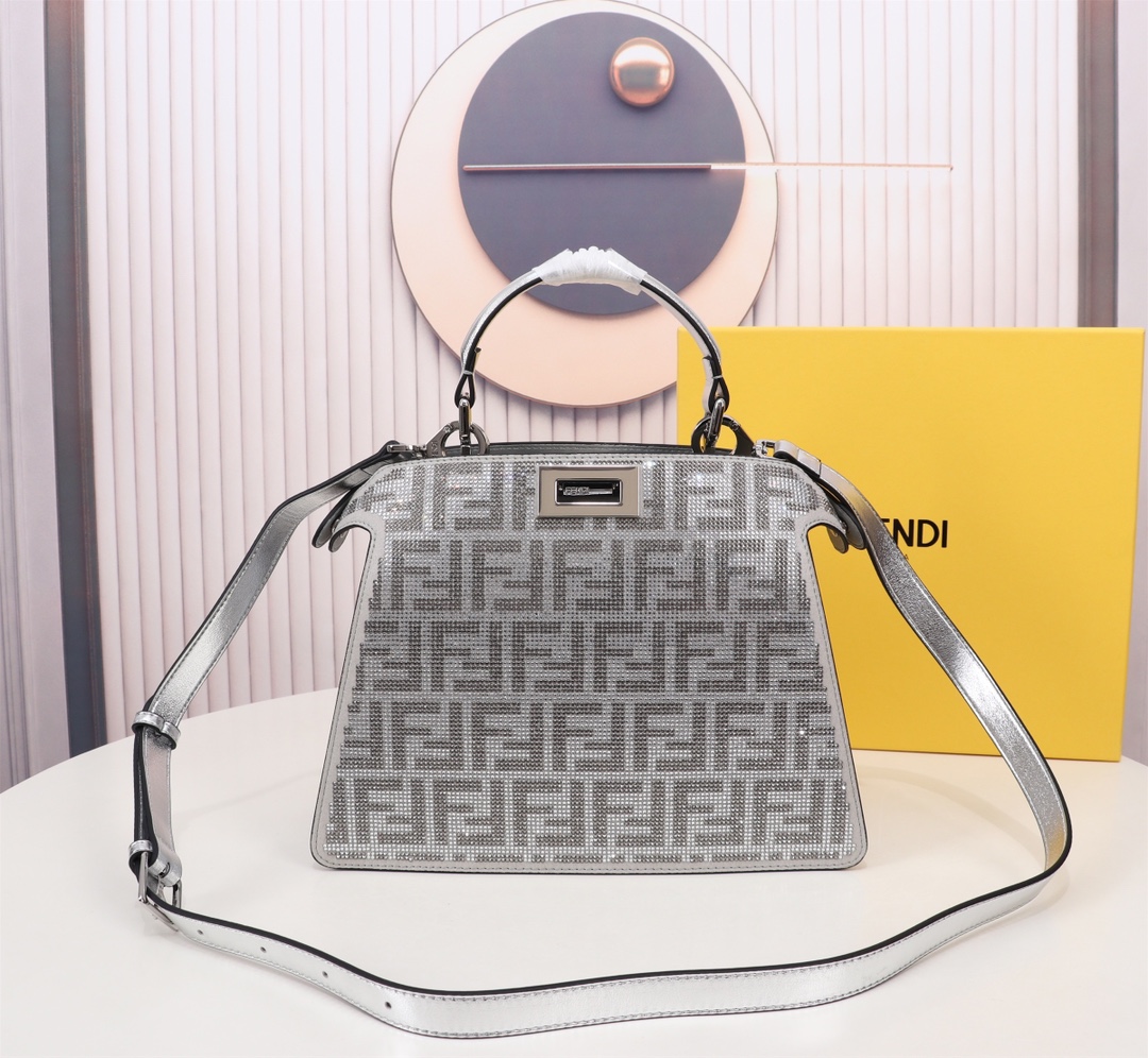 TOPFENDI Double FF Full Drill Peekaboo Bag 27×21×9.5CM - SHW