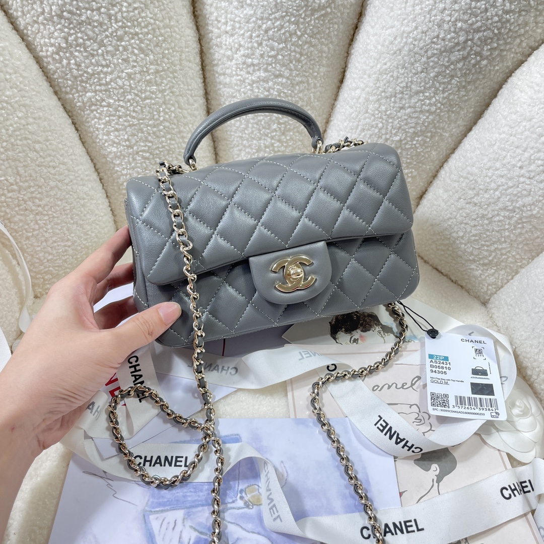 TOP CHANEL Flab Bag 20*14*7cm - Grey