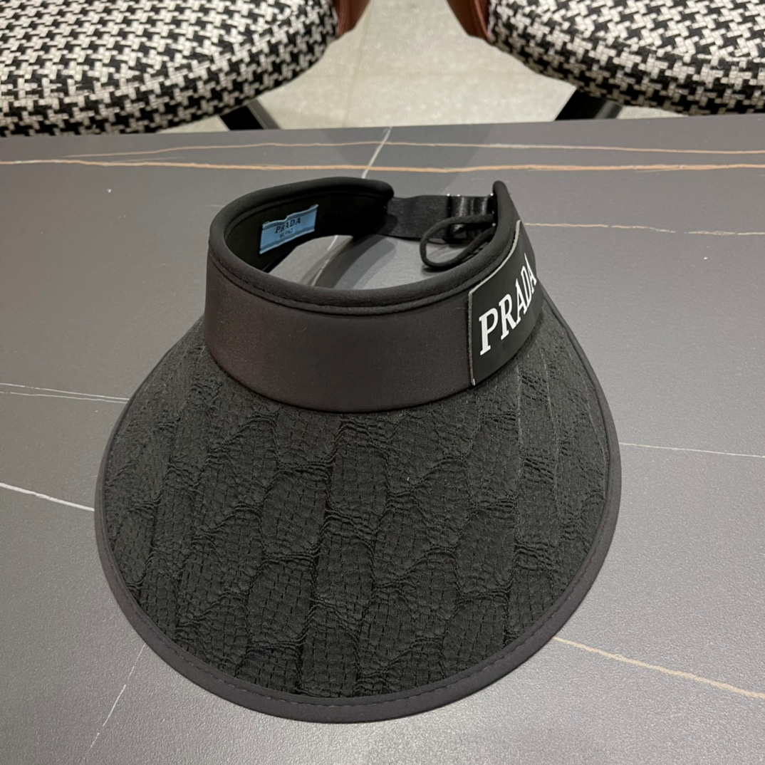 Prada Small Fragrant Wind Shade UV Protection Empty Top Hat  Sunhat （Replica）