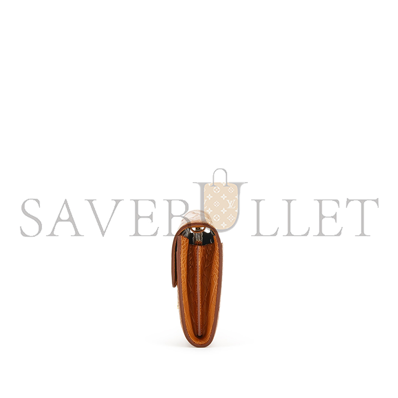 HERMES GOLD MATTE ALLIGATOR CONSTANCE-TO-GO GOLD HARDWARE 436572 (20.5*13*3cm)