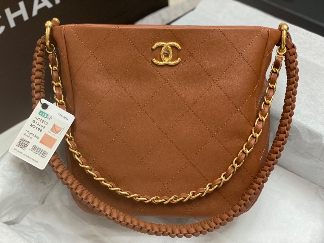 TOP CHANEL Hobo Handbag Hippie Bag 26*25*7.5𝗰𝗺 - Brown
