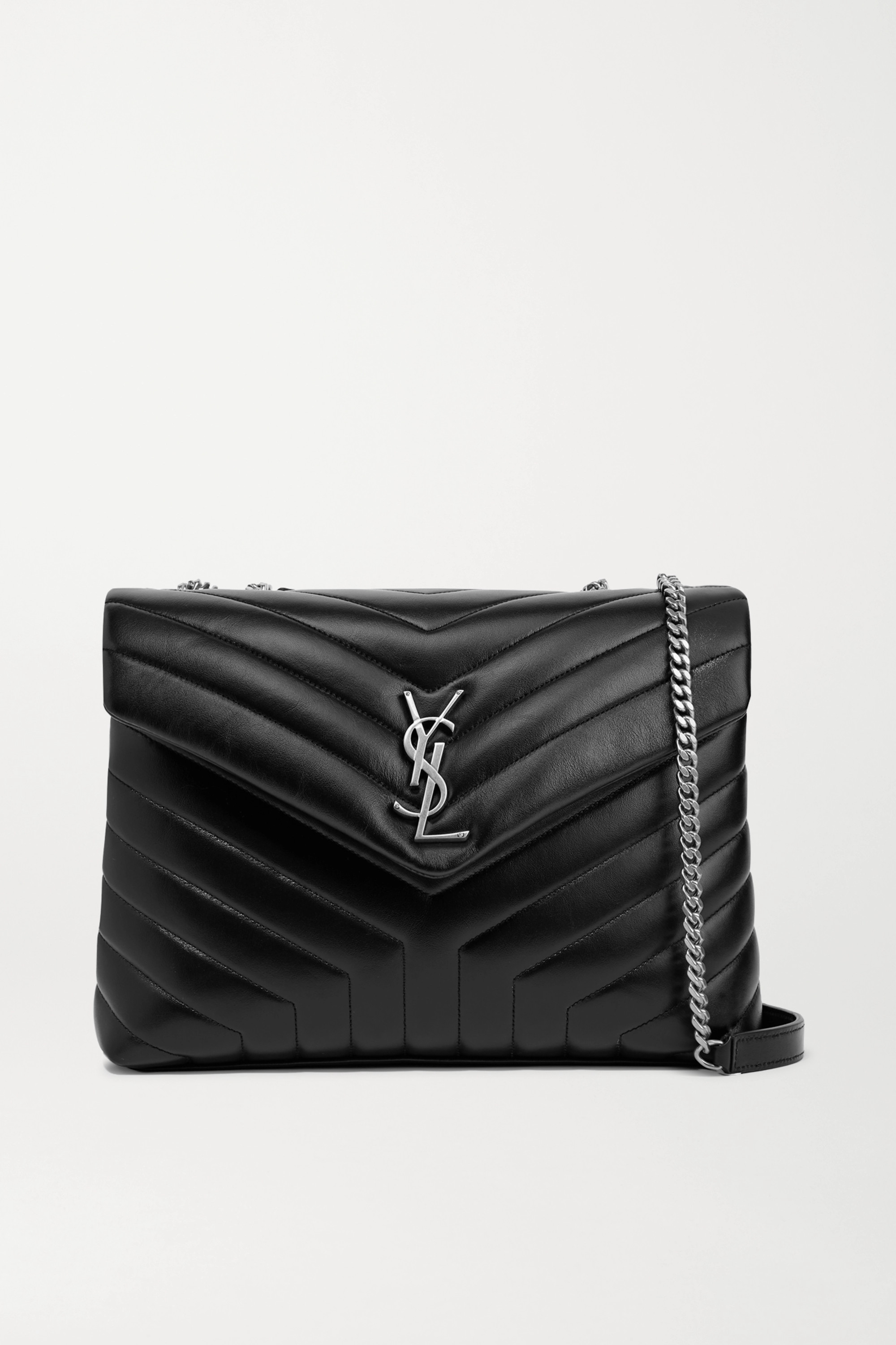 SAINT LAURENT Loulou medium quilted leather shoulder bag black(7A regular version)