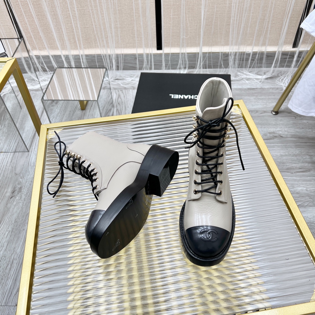 TOP CHANEL Double C Logo Leather Boots - 3 Color