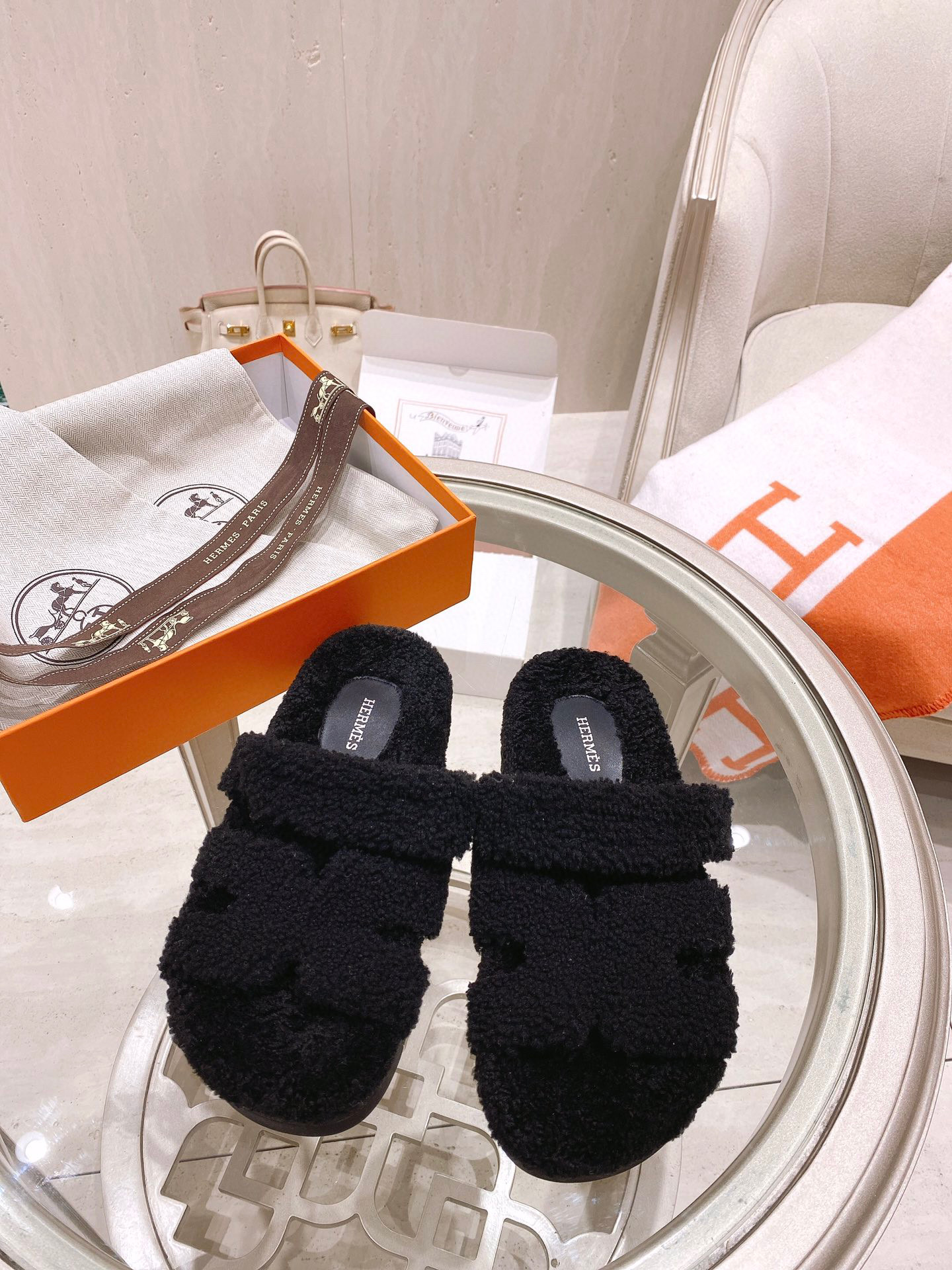 TOP HERMES Chypre Fur Sandal - 10 Colours