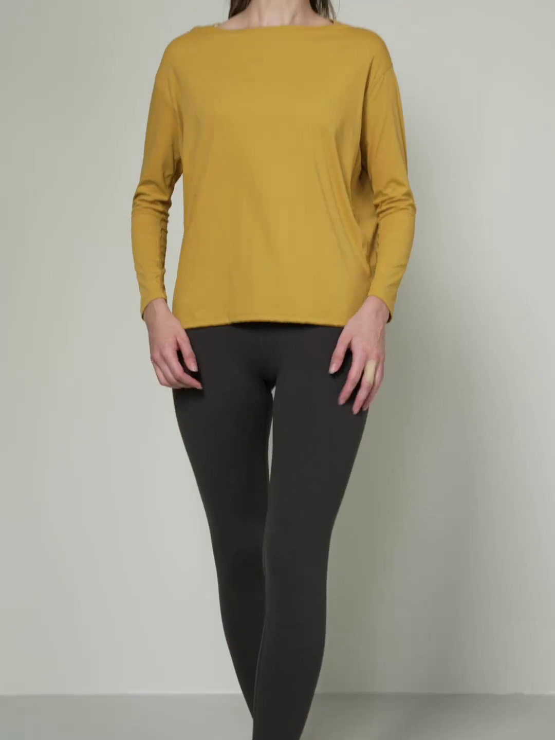 Wide Flat Neck Womens Sports Long Sleeve