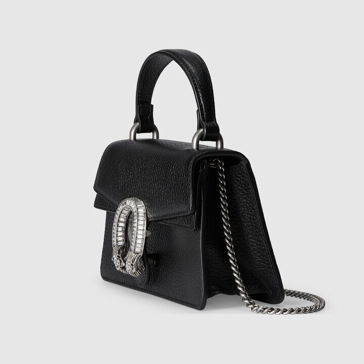 TOP GUCCI G*G Dionysus Super Mini Leather Bag 18x12x6 cm - Black