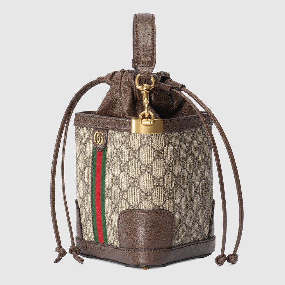 TOP GUCCI G*G Supreme Canvas Ophidia Mini Bucket Bags 18x16x5 cm - Beige & Ebony