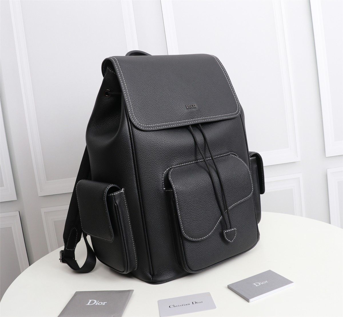 TOP Christian Dior saddle Grain Backpack 26.5×41.5×17.5 cm - Black