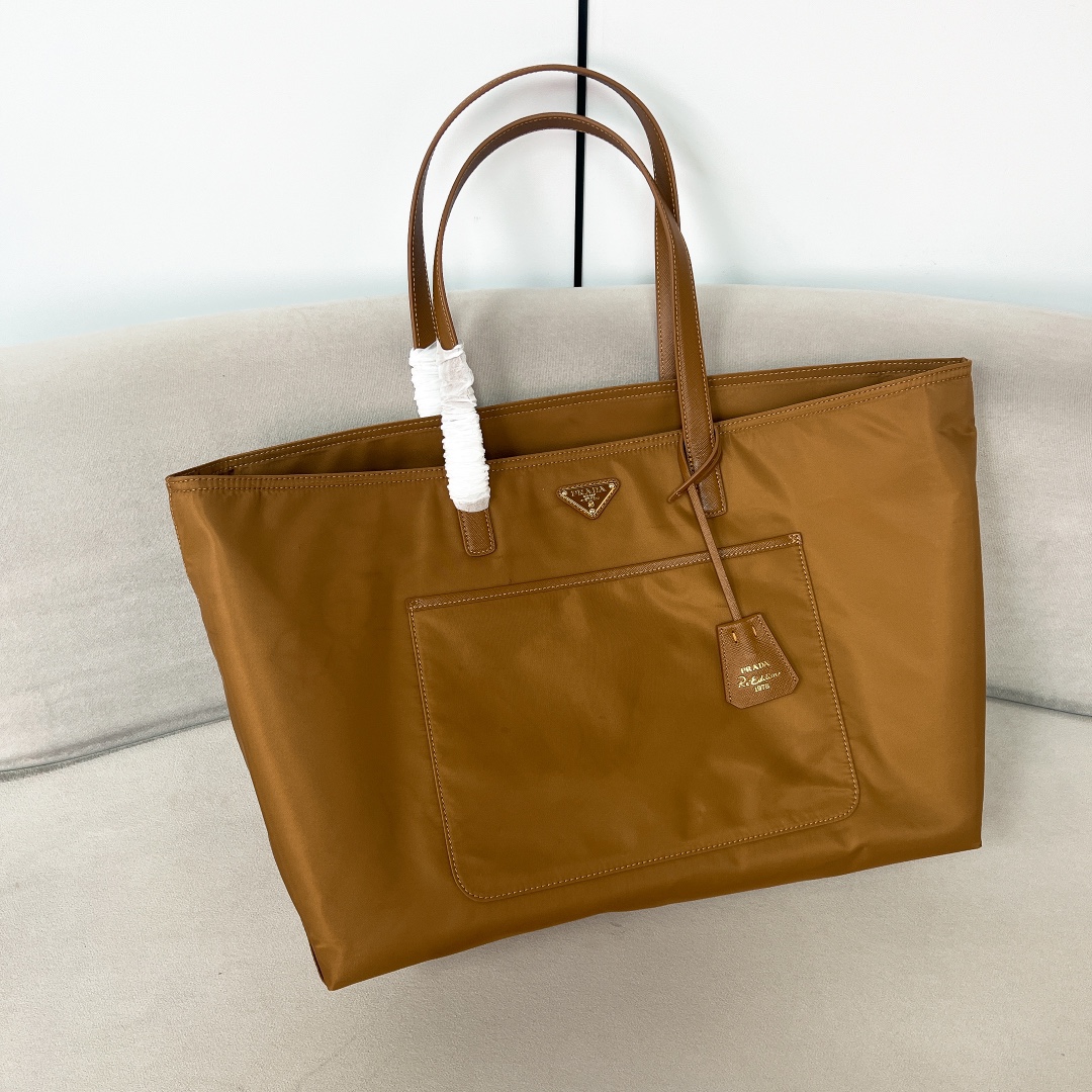 TOP PRADA Nylon Tote Bag 43x31x15cm - Brown