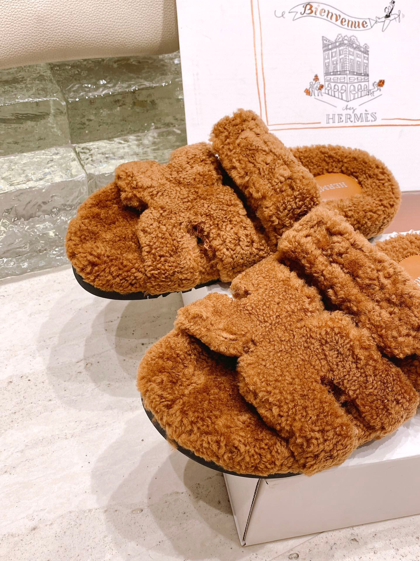 TOP HERMES Chypre Fur Sandal - 10 Colours