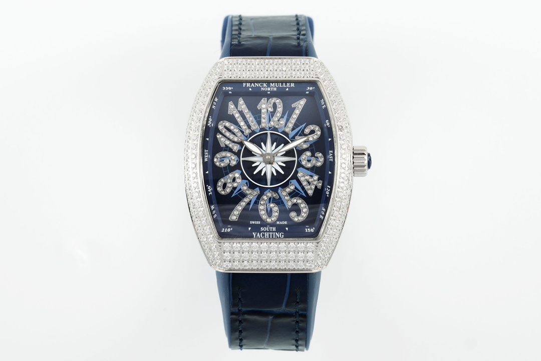 TOP Franck Muller V32 Square Diamond Women's Watch 32mm-Dark Blue