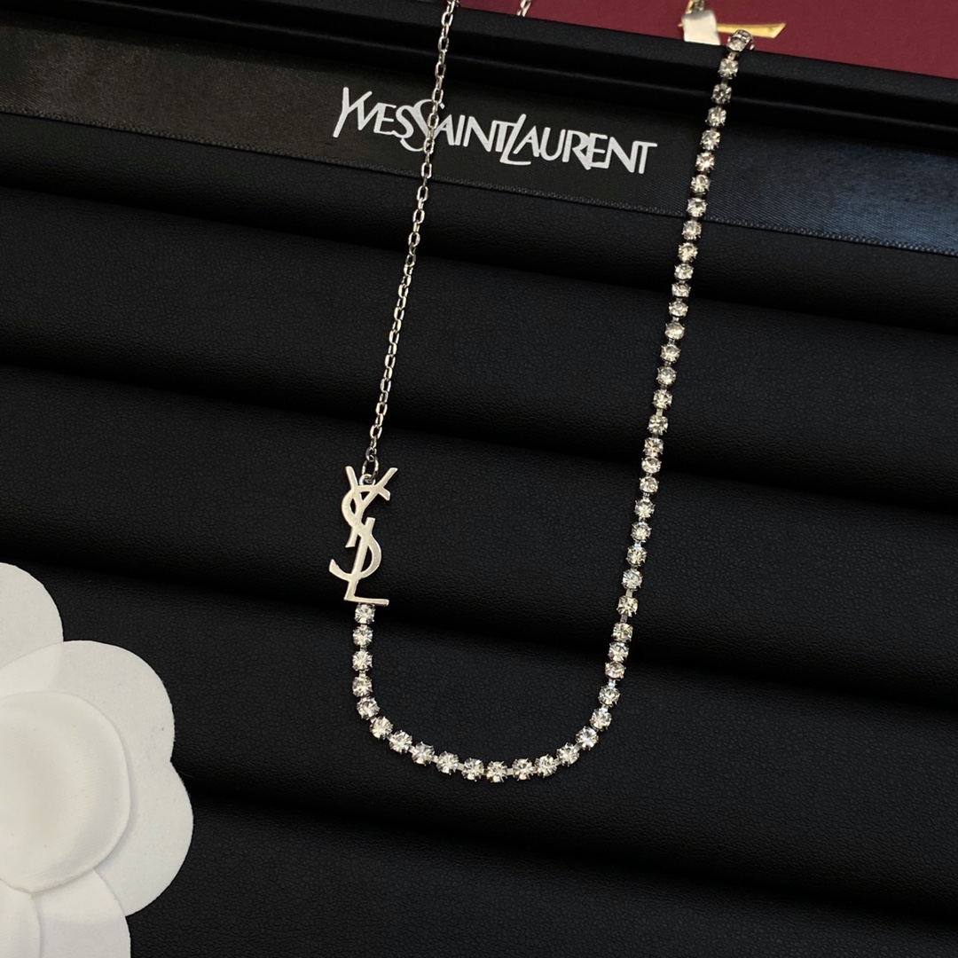 TOP Yves Saint Laurent YSL Necklace - Silver & Gold