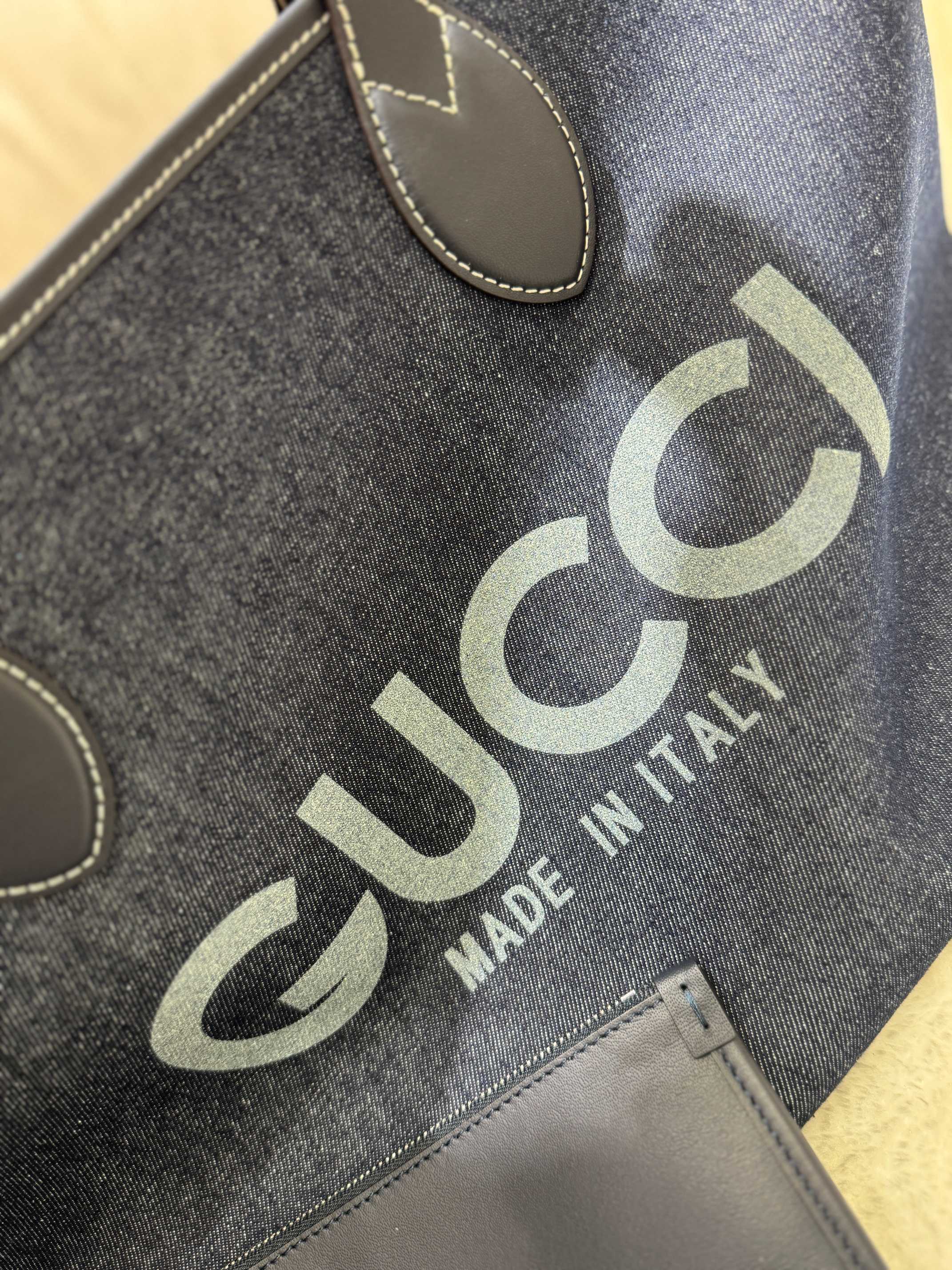 TOP GUCCI G*G Totissima Tote Bags Denim 30.5*28*27cm - Blue