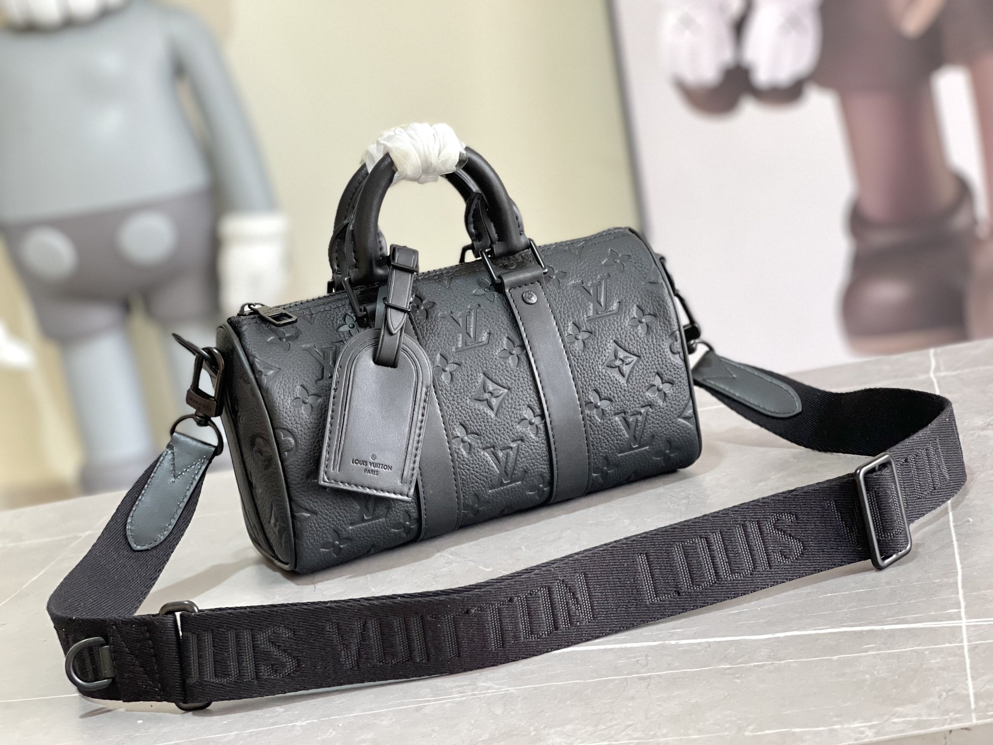 TOP Louis Vuitton LV Keepall BANDOULIERE 25 Handbag-Black