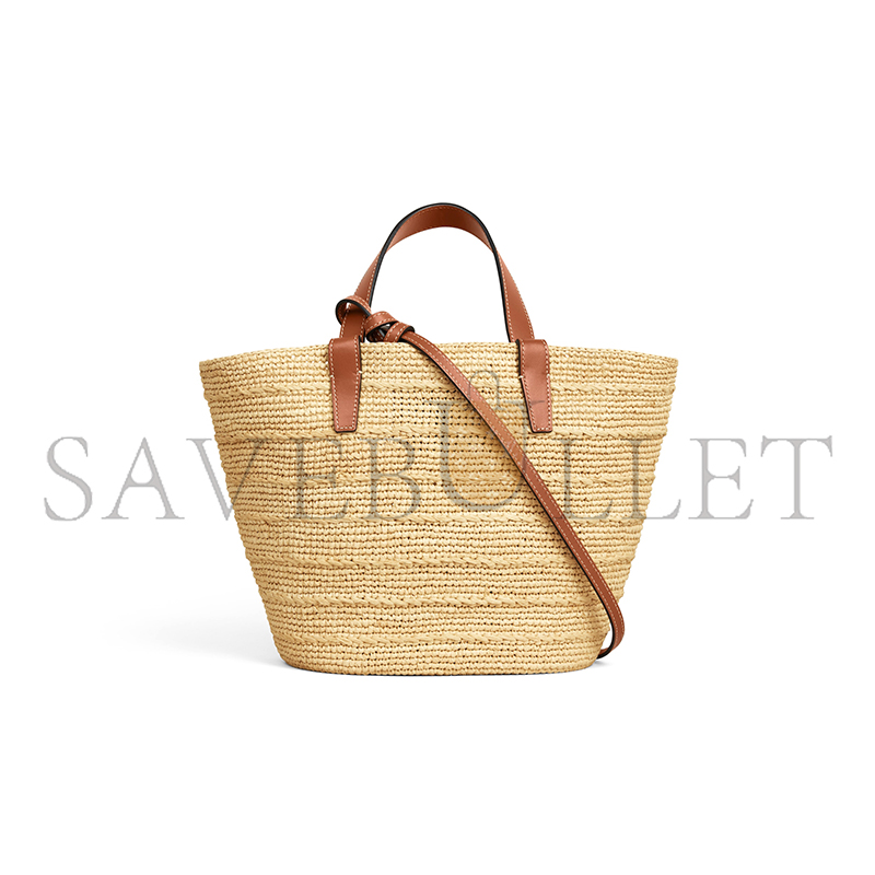 CELINE TEEN SUPPLE CELINE CLASSIC PANIER IN RAFFIA AND CALFSKIN 115802FF7.04LU (22*21.5*13cm)