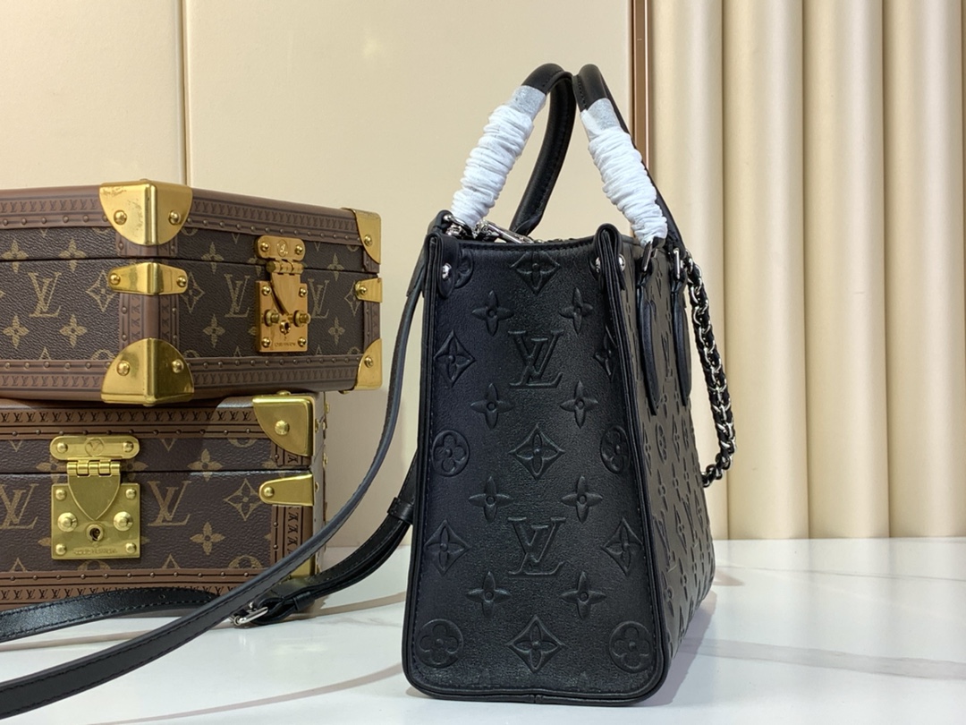 TOP Louis Vuitton LV On The Go Tote Bag Monogram Bold 25x19x11.5cm - Black