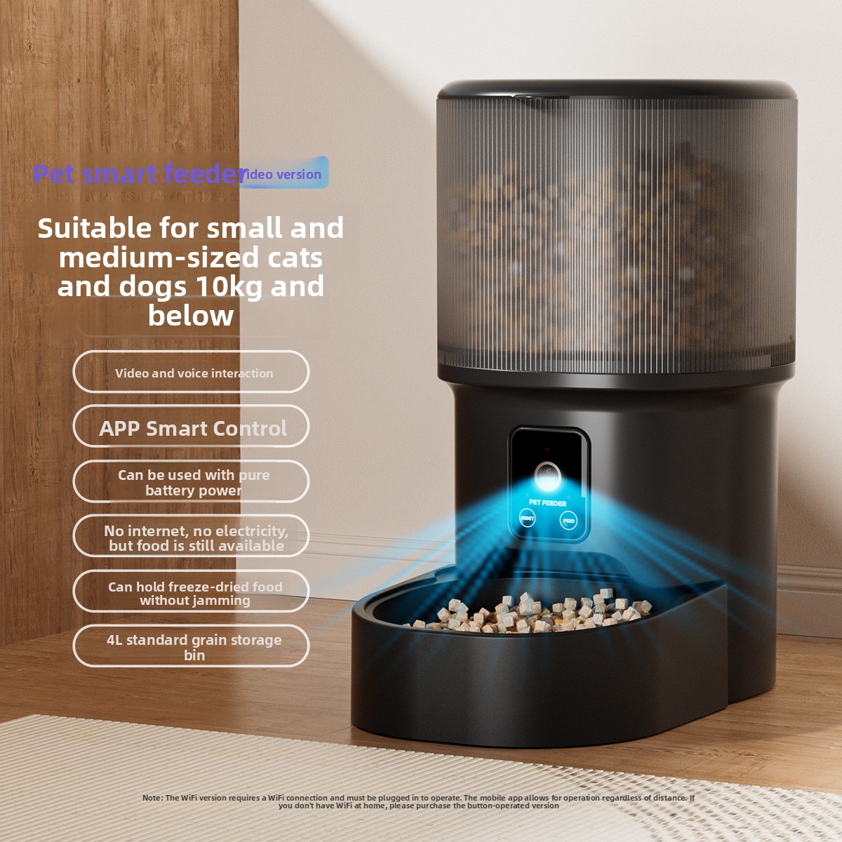 Smart Pet Automatic Feeder 4L Large Capacity Mobile Phone WiFi Interactive Cat Automatic Feeder Pet Supplies - PawPro UK