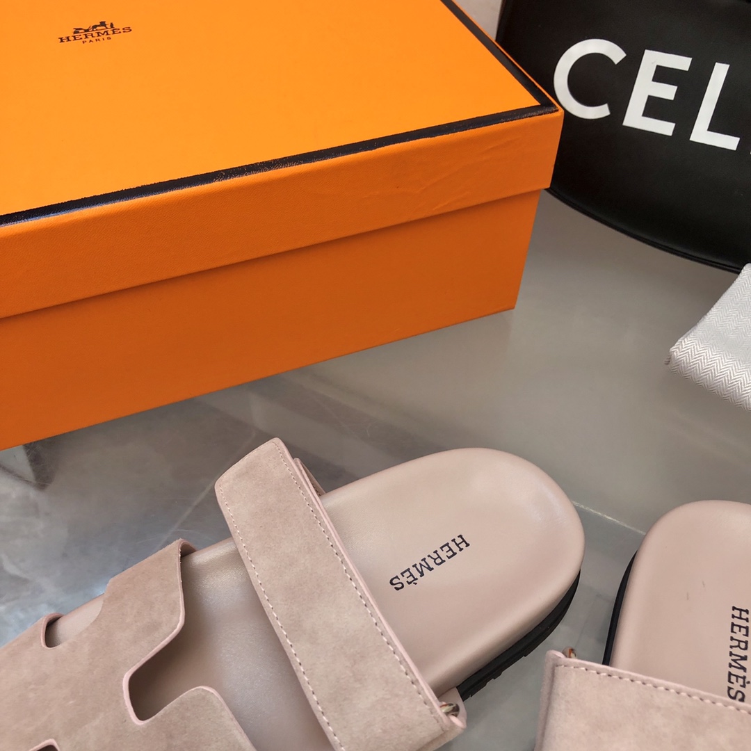 TOP HERMES Slides - Gray Pink