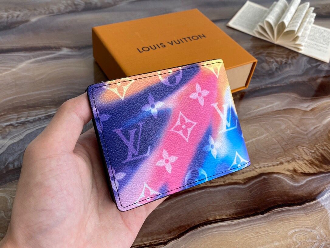 TOP Louis Vuitton LV £V Unisex Folding Wallet Blended Fabric - Multicolored