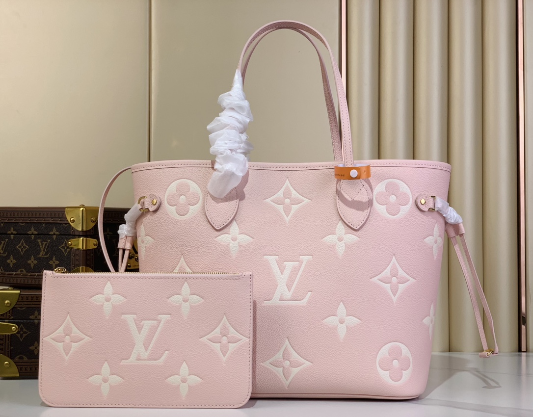 TOP Louis Vuitton LV Milky Way Neverful Bag Monogram Empreinte Leather 31x28x14cm - Pink