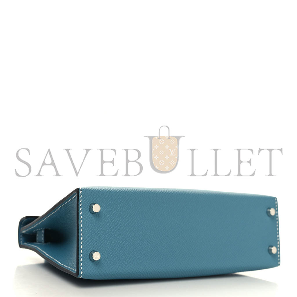 HERMÈS EPSOM MINI KELLY II  NEW BLUE JEAN (19*12*5.5cm)