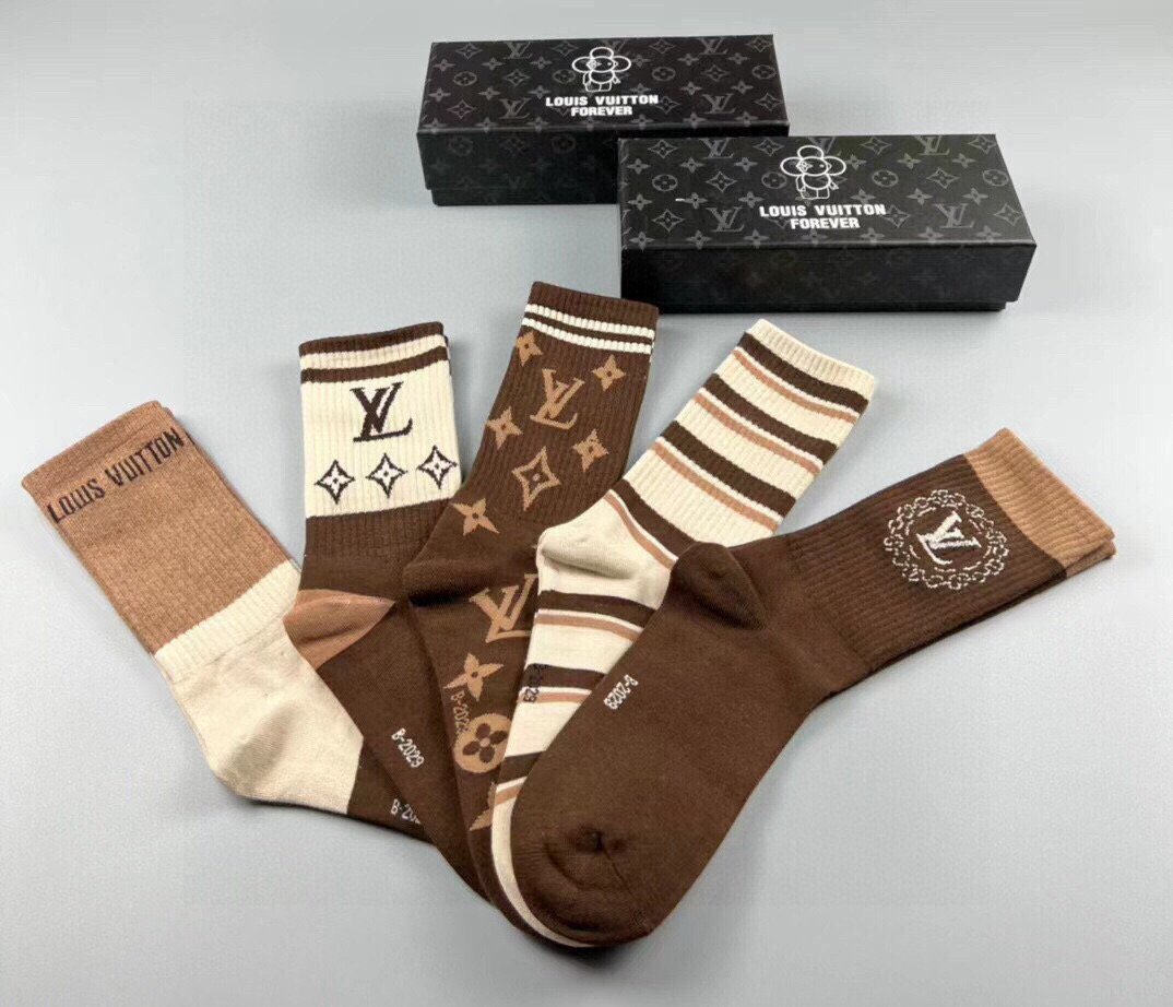 TOP Louis Vuitton Socks - 5 Pieces as a Set
