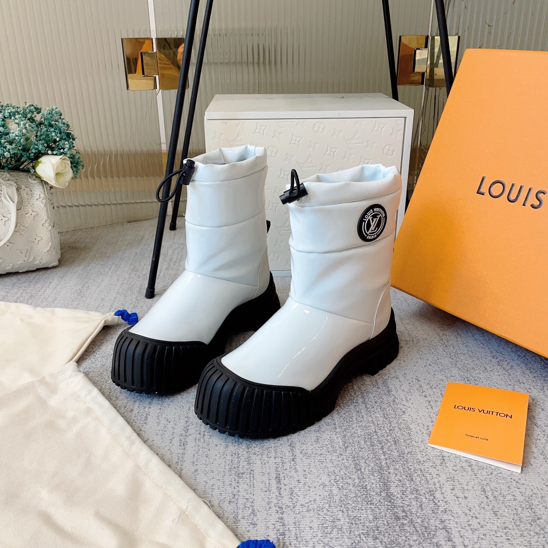 TOP Louis Vuitton LV Shiny Leather Half Boots - 5cm - 2 Colors