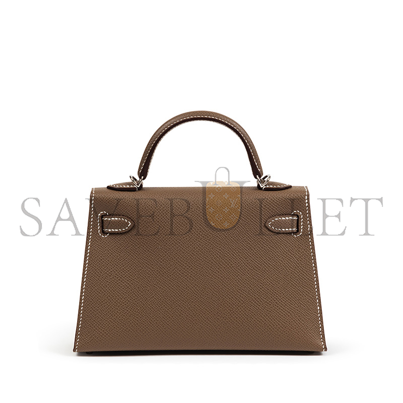 HERMES MINI KELLY EPSOM SILVER BUCKLE (19*12*5.5cm)