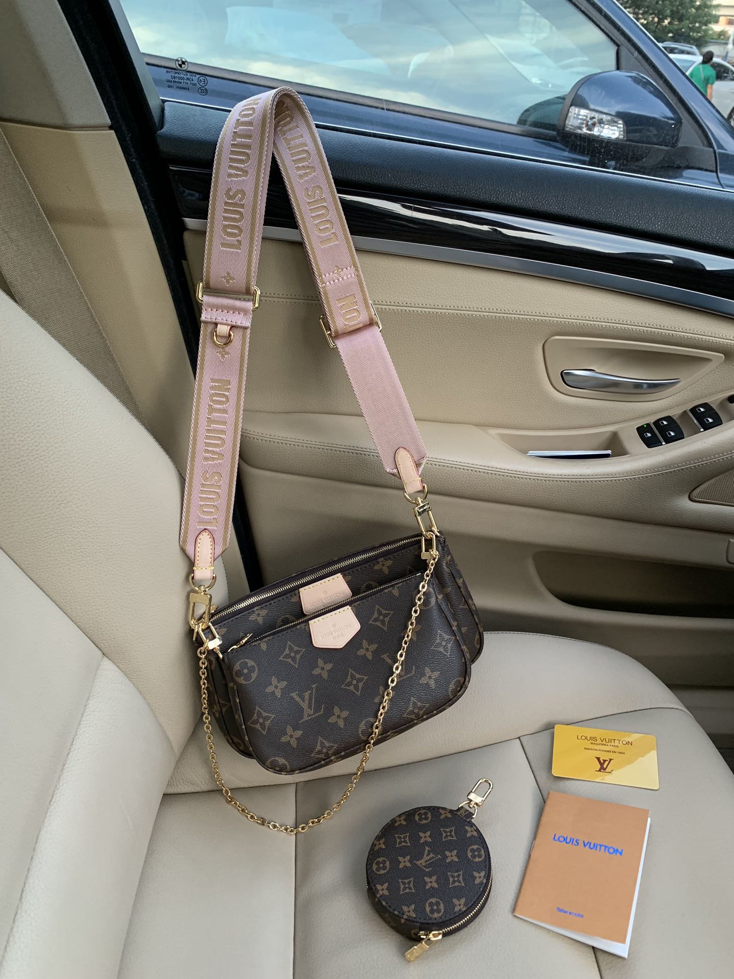 TOP Louis Vuitton LV Multi Pochette Monogram 21X12X3cm- Pink Strap