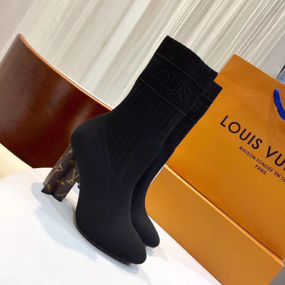 TOP Louis Vuitton LV LV Monogram Plain Toe Elegant Style Sock Boots Logo
