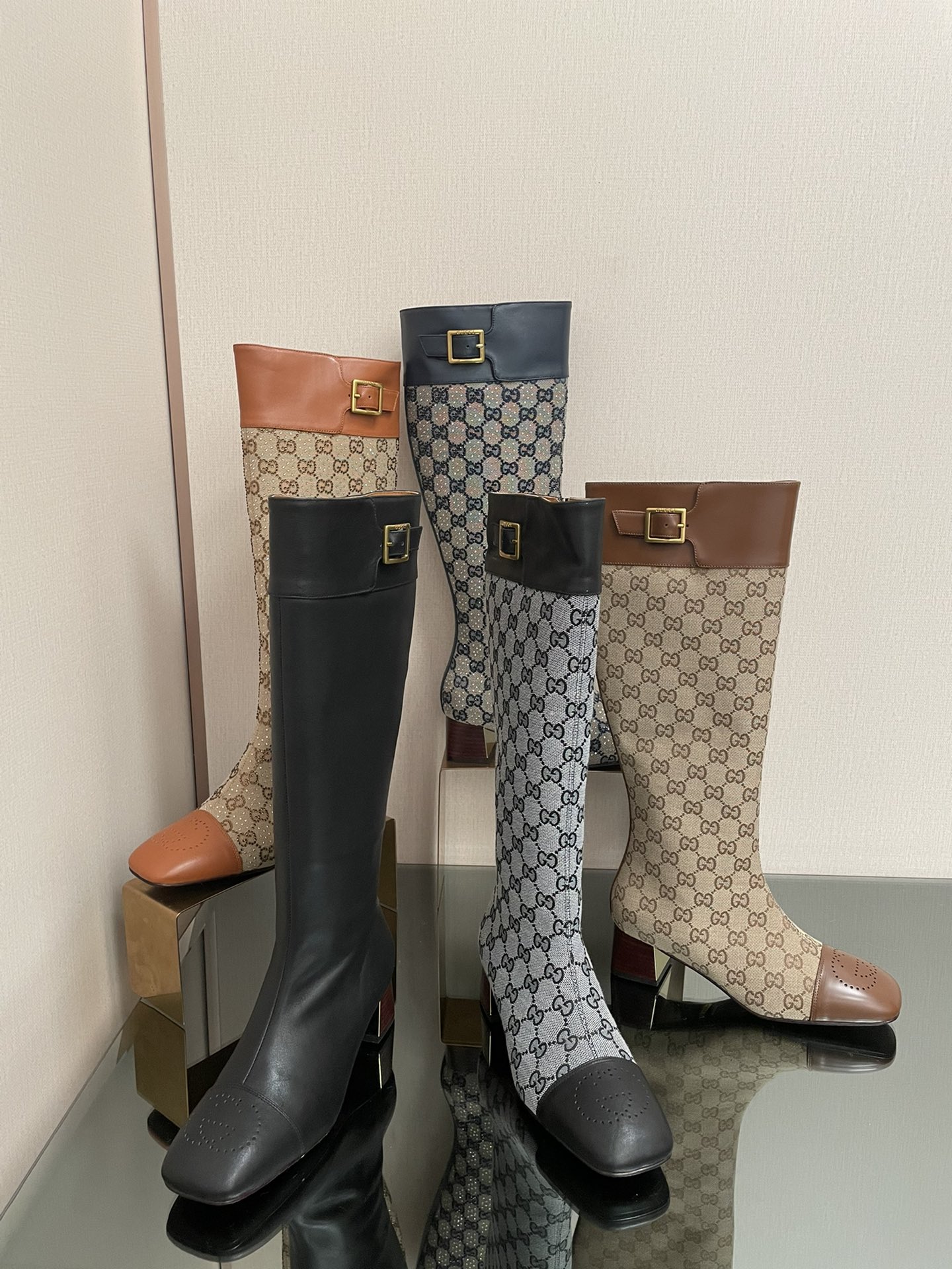 TOP GUCCI Belt Buckle Boots - 4.5CM - 5 Colors