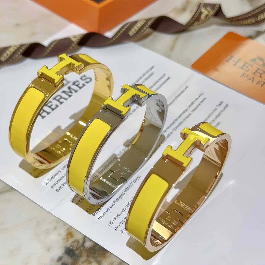 TOP HERMES  Enamel Bracelet -Yellow