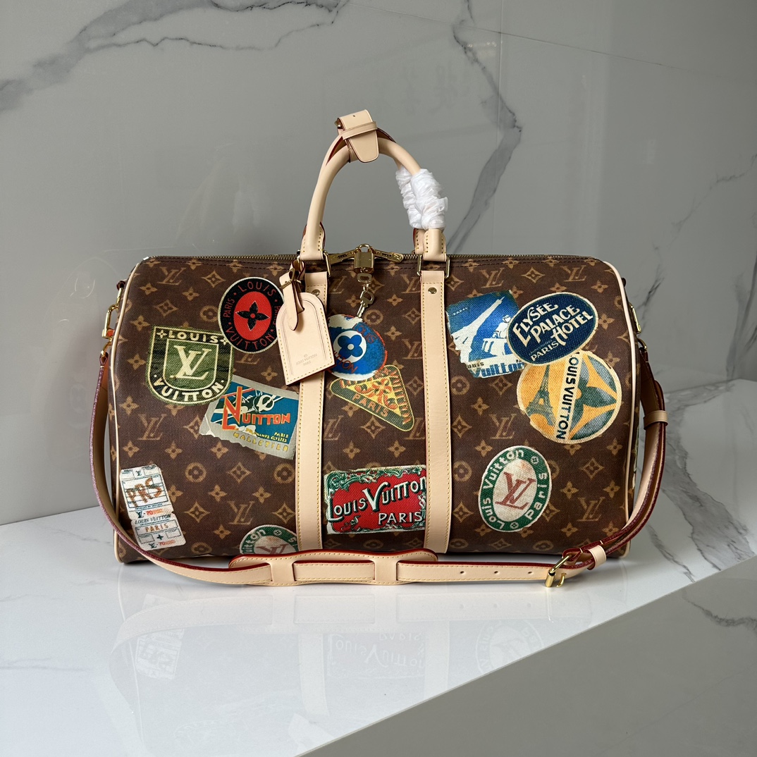 TOP Louis Vuitton LV Keepall Bandoulière 45 Handbag 45 x 27 x 20 cm- GHW