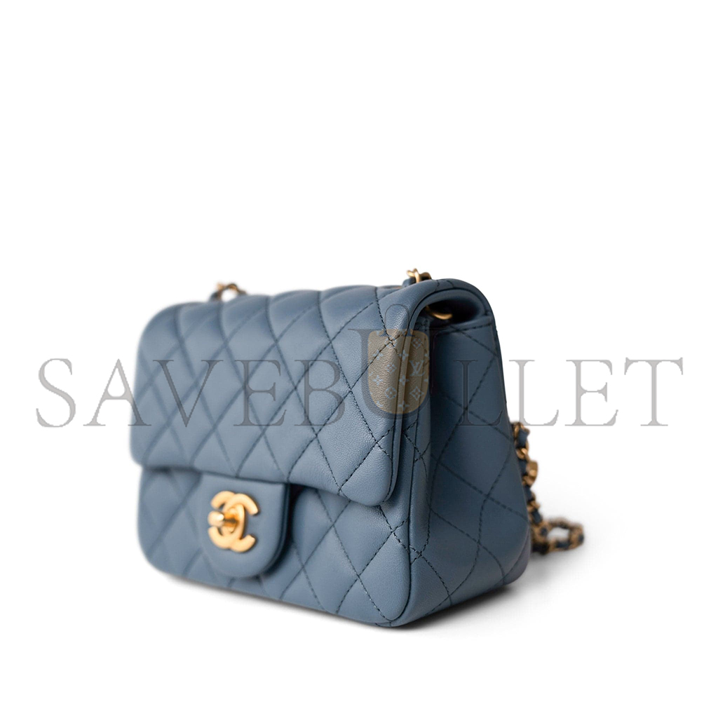 CHANEL GOLD BALL FLAP BAG CF FATTY FANG DENIM BLUE AS1786 (18*13*7cm)