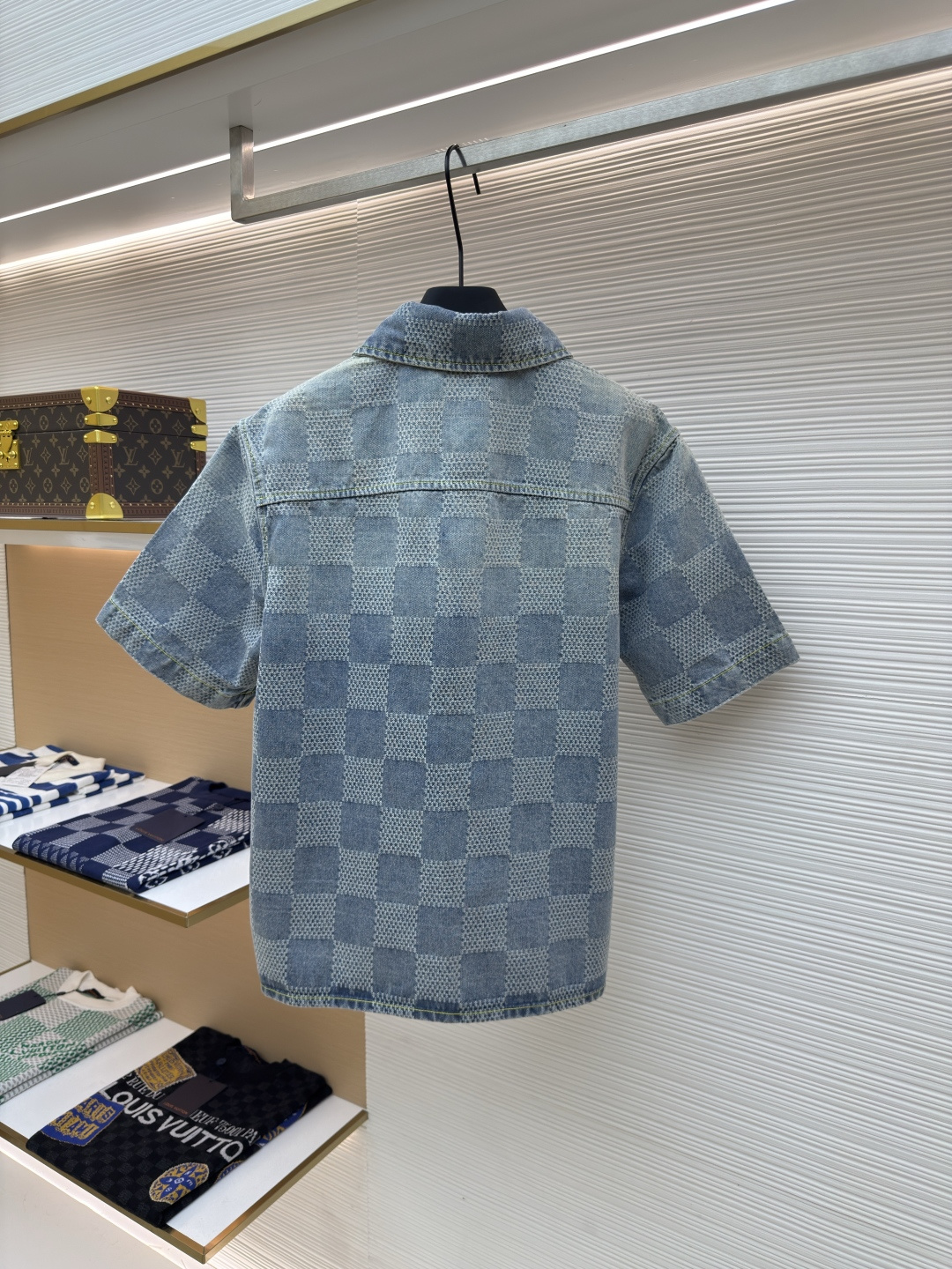 LOUIS VUITTON 棋盘格牛仔短袖衬衫