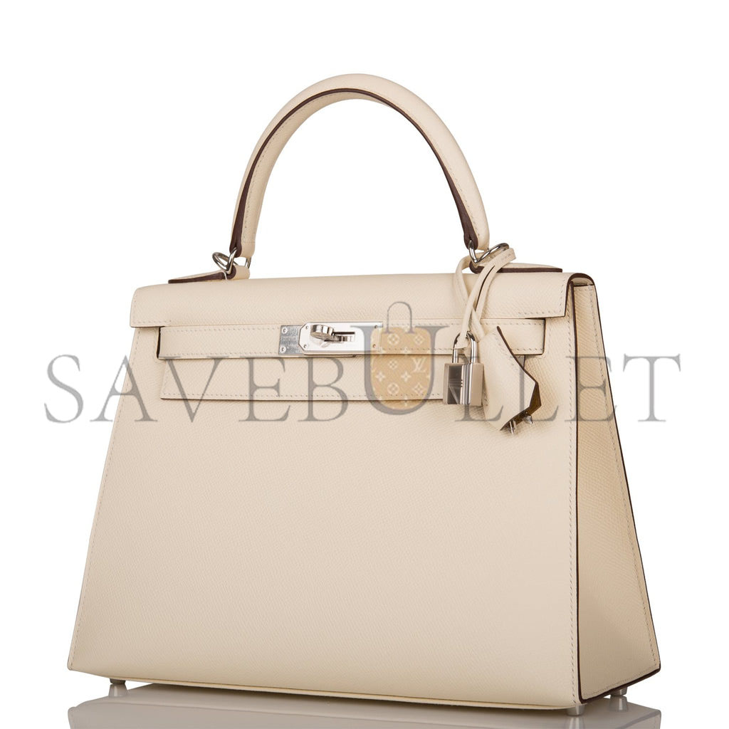 HERMES KELLY 28 SELLIER EPSOM PALLADIUM HARDWARE (28*22*10cm)