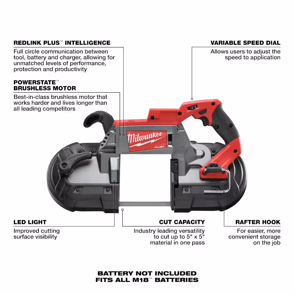 M18 FUEL 18V Lithium-Ion Brushless Cordless Deep Cut Band Saw and 4-1/2 in./5 in. Grinder (2-Tool)