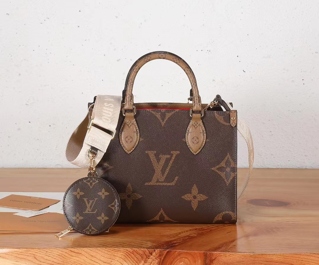 TOP Louis Vuitton LV  On The Go Presbyopia Leather Bag 25x19x11.5 cm -Brown