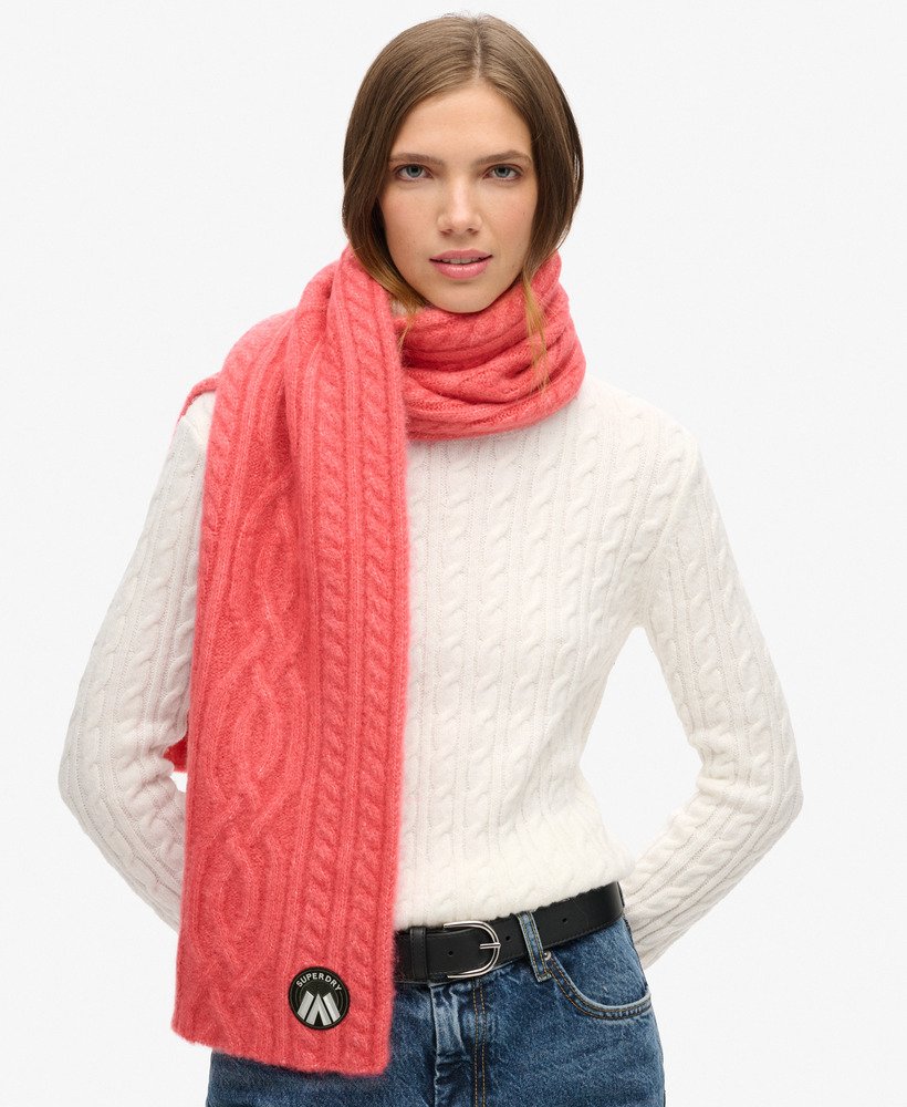 Cable Luxe Knit Scarf | Cord Pink