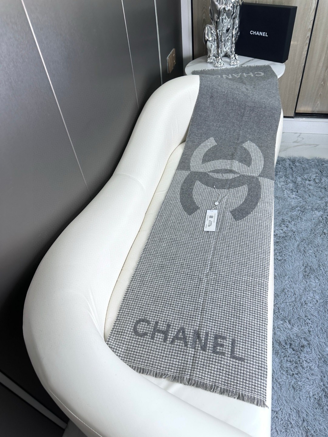 TOP Chanel Scarf with Houndstooth Color Matching 45×185 cm - 3 Colors