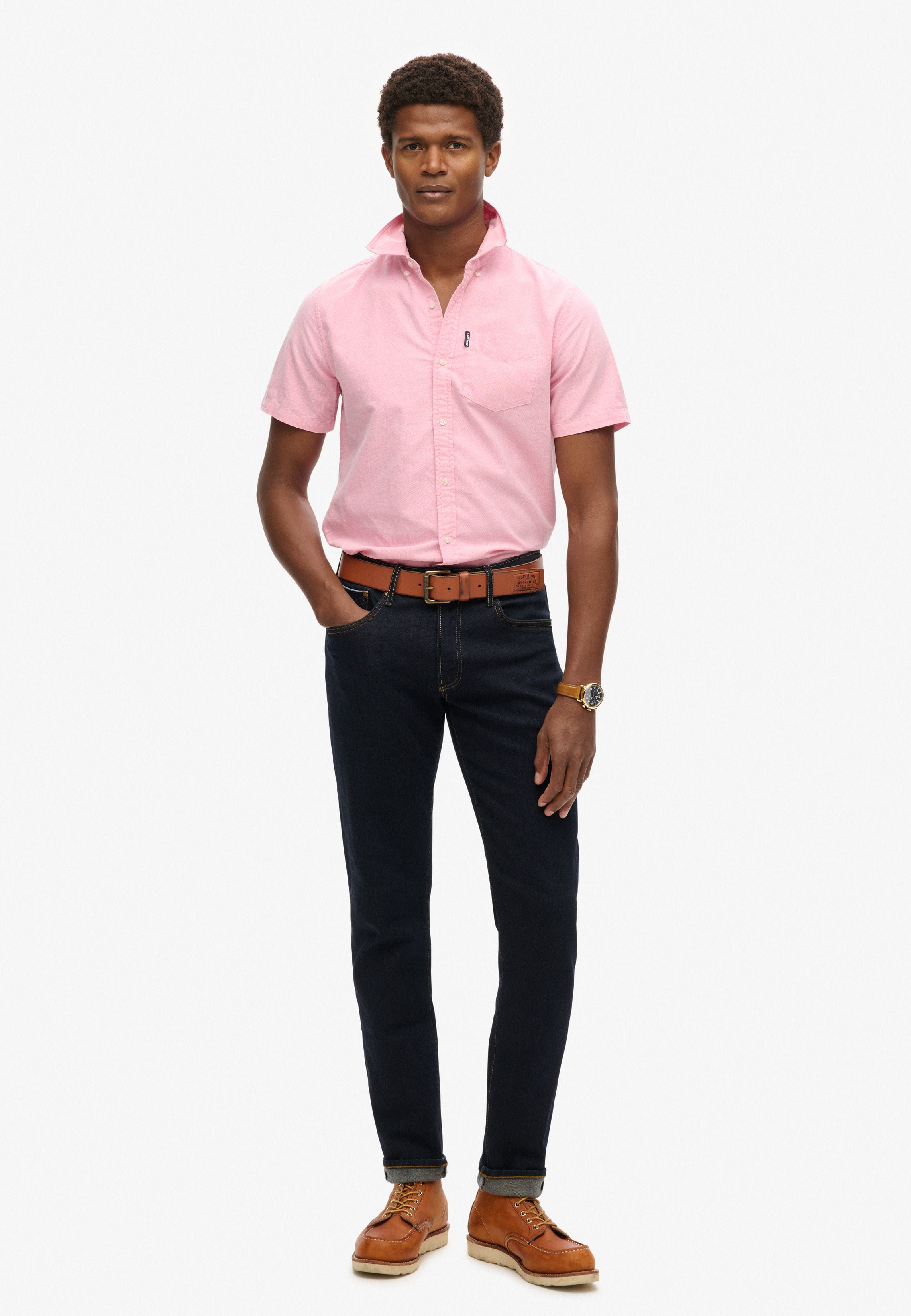 Vintage Oxford Short Sleeve Shirt | Bright Pink