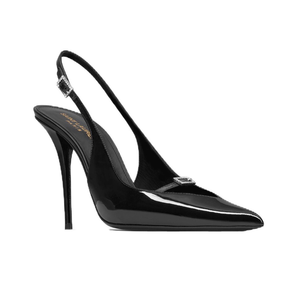 Saint Laurent YSL Patent Leather Buckle High Heel 10.5CM Slide Sandal (Replica)