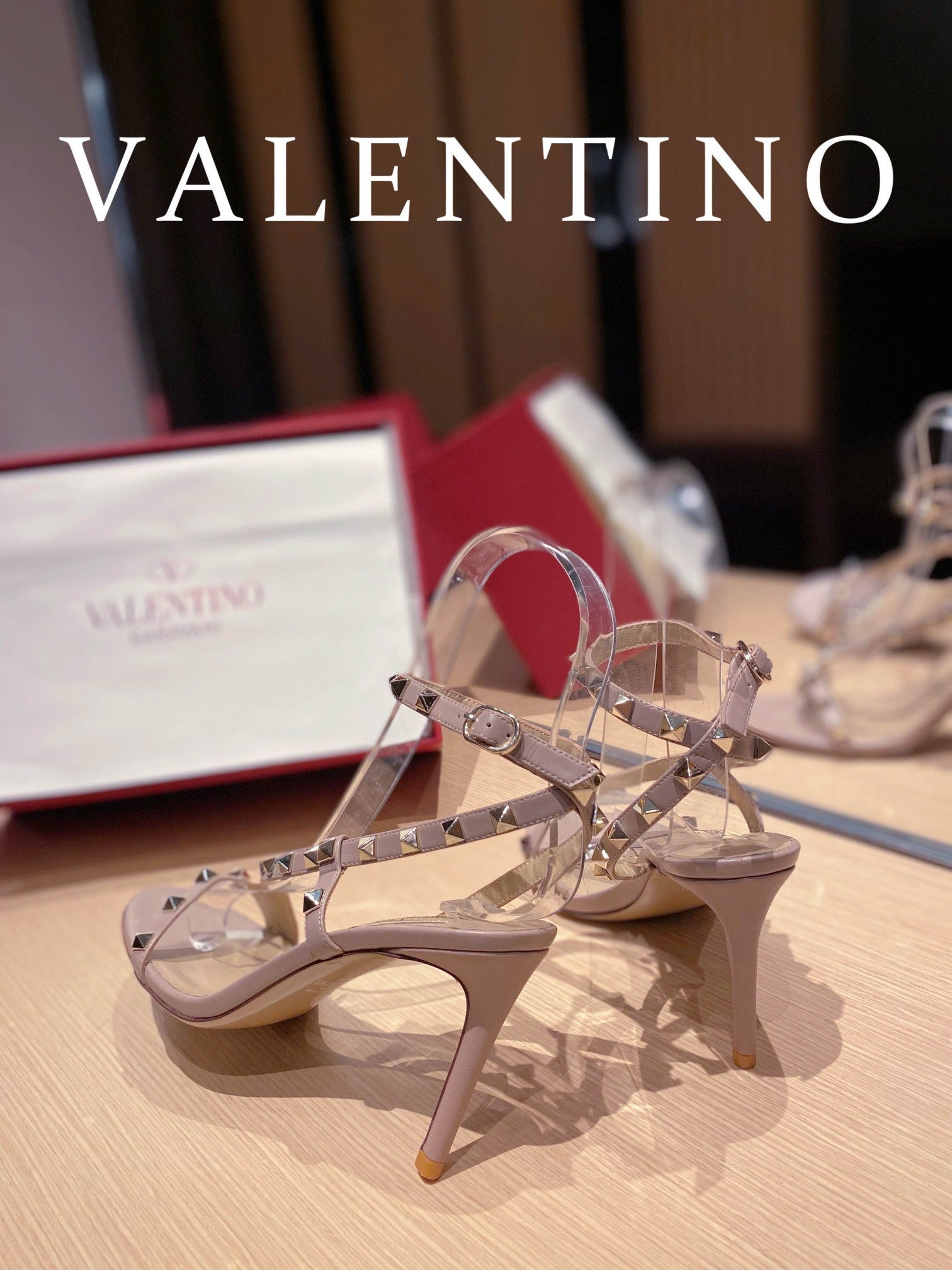 TOP VALENTINO  Rockstud Asymmetrical Slingback Sandals - Nude Pink
