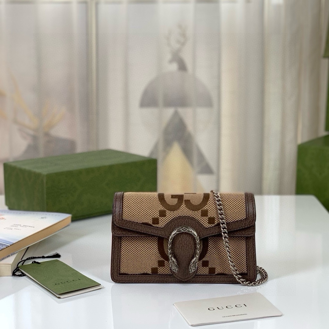 TOP GUCCI Dionysus Bag GG Mini Chain Bag 16.5x10x4cm - Brown