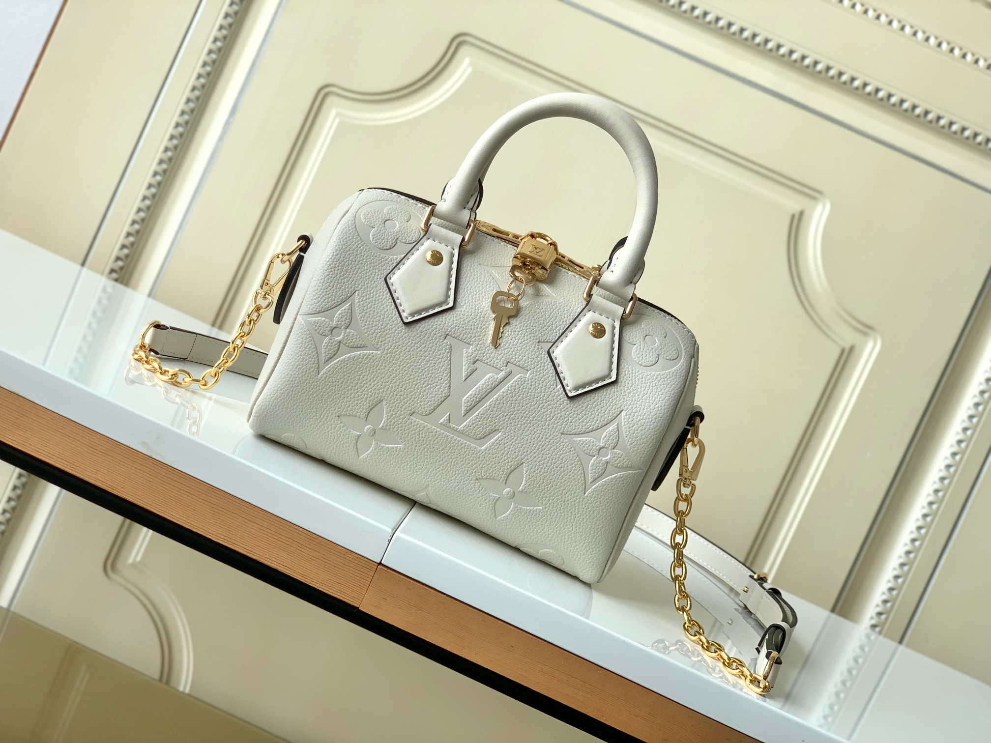 TOP Louis Vuitton LV Speedy Bandouliere 20 Handbag 20.5x13.5x12cm- Beige