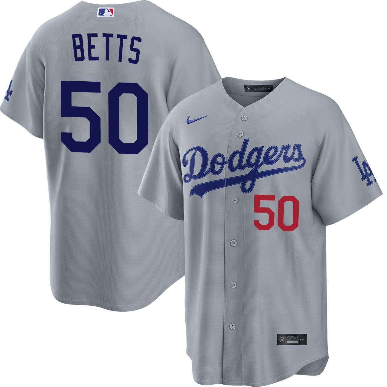 Men's Los Angeles Dodgers Mookie Betts #50 Gray Jersey