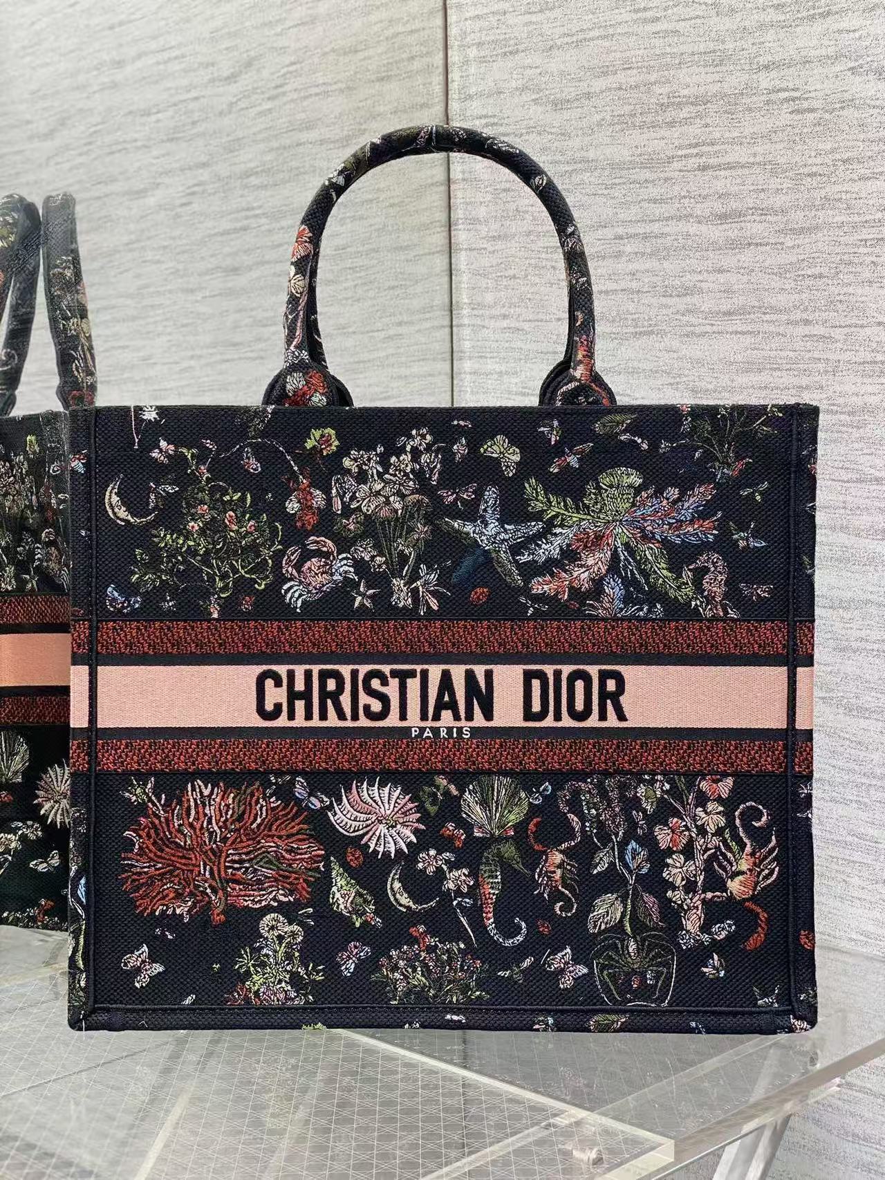TOP Christian Dior  Book Tote Bag - 3 Sizes - Black