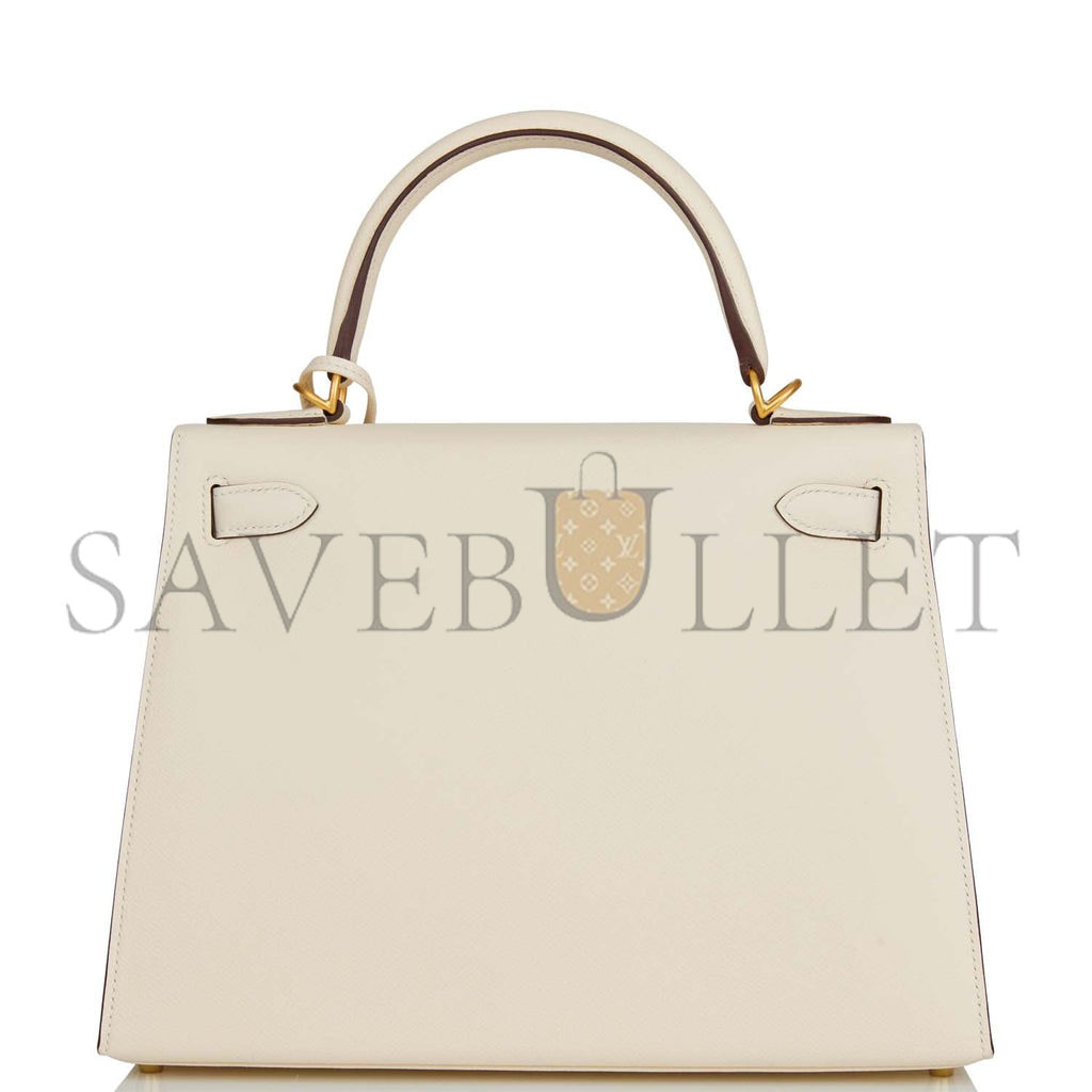 HERMES KELLY 28 SELLIER EPSOM BRUSHED GOLD HARDWARE (28*22*10cm)